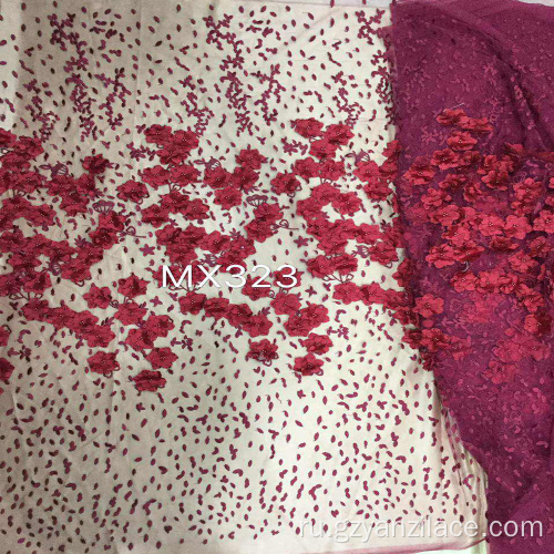 Красочная 3D цветочная вышивка ткани для платья